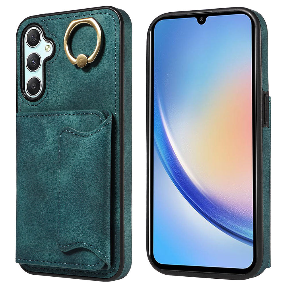 001 For Samsung Galaxy A34 5G PU Leather TPU Anti-scratch Cover Finger Ring Kickstand Card Holder Phone Case 001 For Samsung Galaxy A34 5G PU Leather TPU Anti-scratch Cover Finger Ring Kickstand Card Holder Phone Case